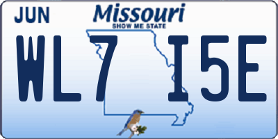 MO license plate WL7I5E