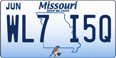 MO license plate WL7I5Q
