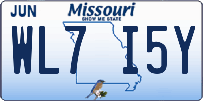 MO license plate WL7I5Y