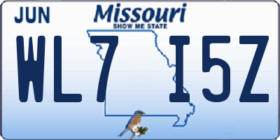 MO license plate WL7I5Z