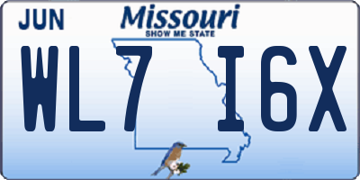 MO license plate WL7I6X