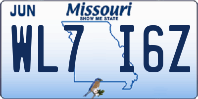MO license plate WL7I6Z