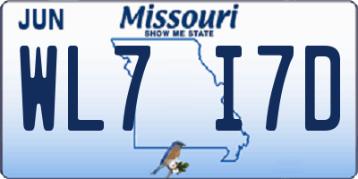 MO license plate WL7I7D
