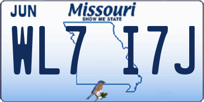 MO license plate WL7I7J