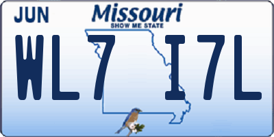 MO license plate WL7I7L