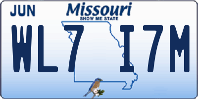 MO license plate WL7I7M