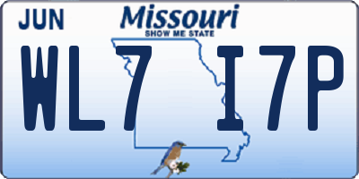 MO license plate WL7I7P