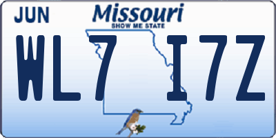MO license plate WL7I7Z