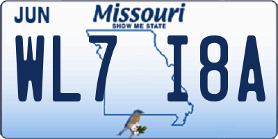 MO license plate WL7I8A