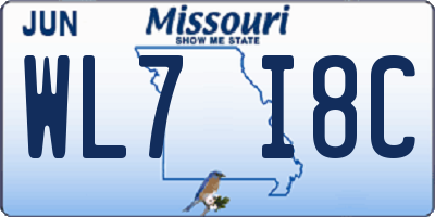 MO license plate WL7I8C