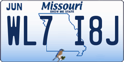 MO license plate WL7I8J