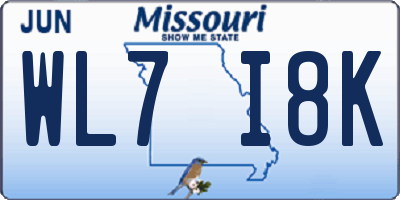 MO license plate WL7I8K