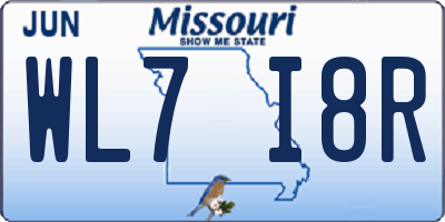 MO license plate WL7I8R