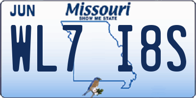 MO license plate WL7I8S