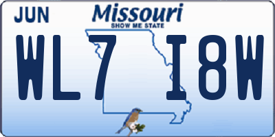 MO license plate WL7I8W