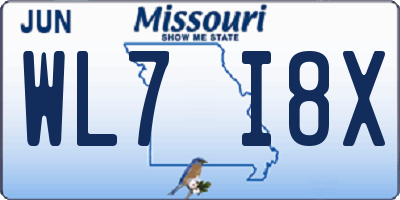 MO license plate WL7I8X