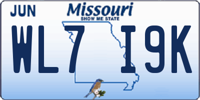 MO license plate WL7I9K