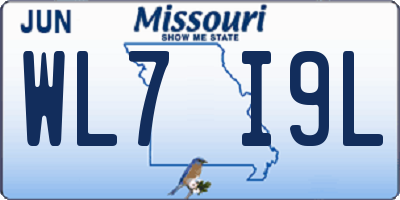 MO license plate WL7I9L