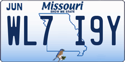 MO license plate WL7I9Y