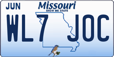 MO license plate WL7J0C