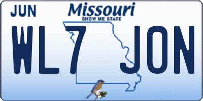 MO license plate WL7J0N