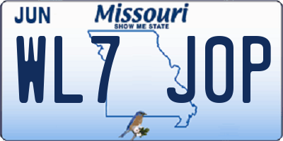 MO license plate WL7J0P