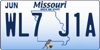 MO license plate WL7J1A
