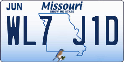 MO license plate WL7J1D
