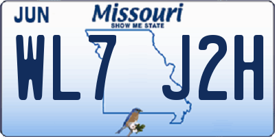 MO license plate WL7J2H