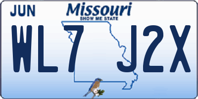 MO license plate WL7J2X