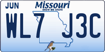 MO license plate WL7J3C