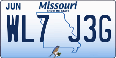 MO license plate WL7J3G