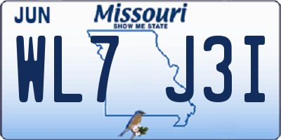 MO license plate WL7J3I