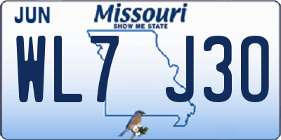 MO license plate WL7J3O