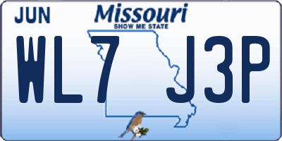 MO license plate WL7J3P