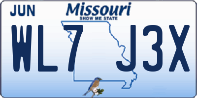 MO license plate WL7J3X