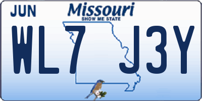 MO license plate WL7J3Y