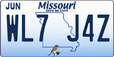 MO license plate WL7J4Z