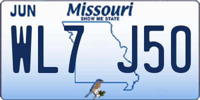 MO license plate WL7J5O
