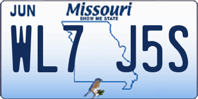 MO license plate WL7J5S