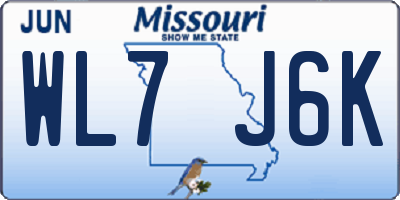 MO license plate WL7J6K