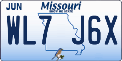 MO license plate WL7J6X