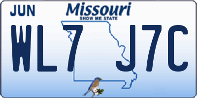 MO license plate WL7J7C