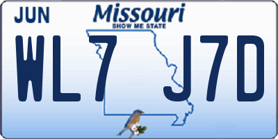 MO license plate WL7J7D