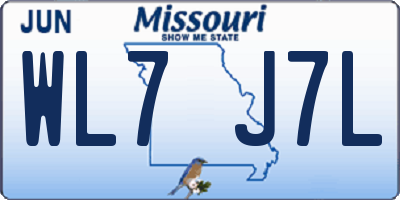 MO license plate WL7J7L
