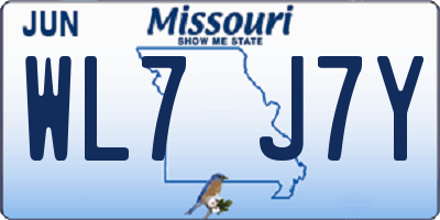 MO license plate WL7J7Y