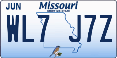 MO license plate WL7J7Z