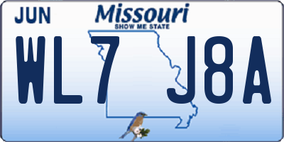 MO license plate WL7J8A