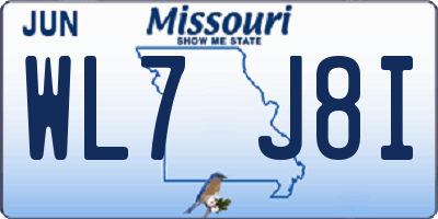 MO license plate WL7J8I