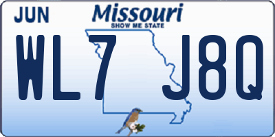 MO license plate WL7J8Q